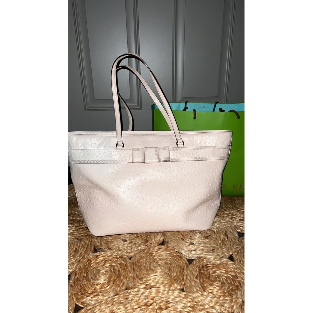 Kate Spade pink Valencia bow bag with ostrich leather
